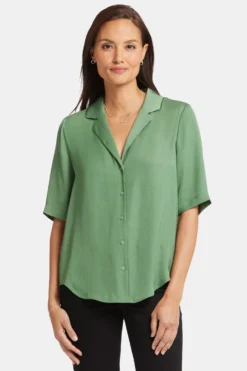 Gabrielle Short Sleeved Blouse - English Ivy -Nydj Apparel Shop MTSP4284 EGIVY 4