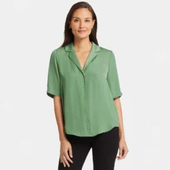 Gabrielle Short Sleeved Blouse - English Ivy -Nydj Apparel Shop MTSP4284 EGIVY DPA