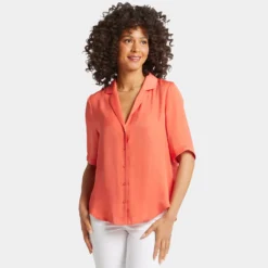 Gabrielle Short Sleeved Blouse - Persimmon Glaze -Nydj Apparel Shop MTSP4284 PRSGL DPA