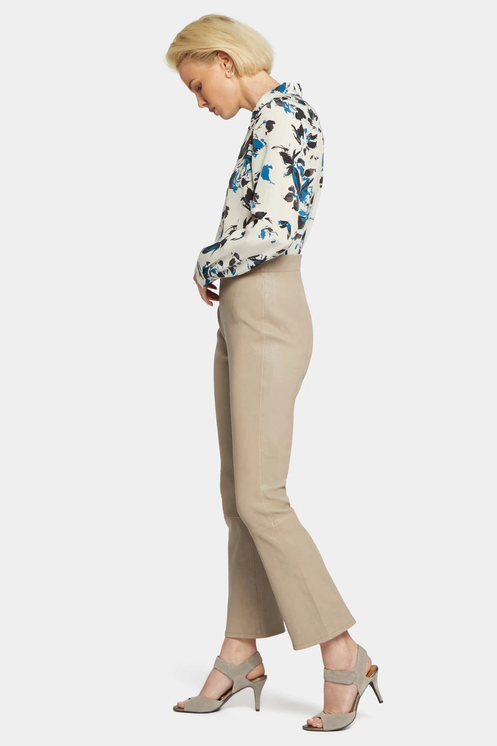 Stretch Leather Slim Bootcut Ankle Pants - Feather 5 Stretch Leather Slim Bootcut Ankle Pants - Feather - Image 5