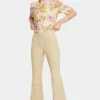 Stretch Suede Flared Pants - Warm Sand
