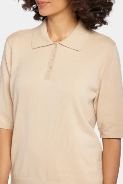 Elbow Sleeve Polo Sweater - Cashmere -Nydj Apparel Shop MYCC4177 CSHMR 6