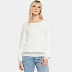 Dolman Sleeved Boatneck Sweater - Ivory -Nydj Apparel Shop MYCC4283 188 DPA