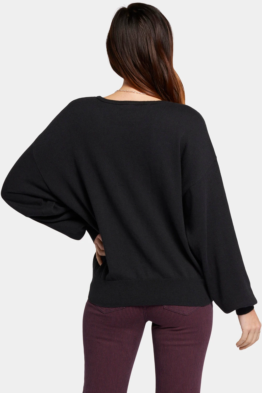 Dolman Sleeved Boatneck Sweater - Black 2 Dolman Sleeved Boatneck Sweater - Black - Image 2