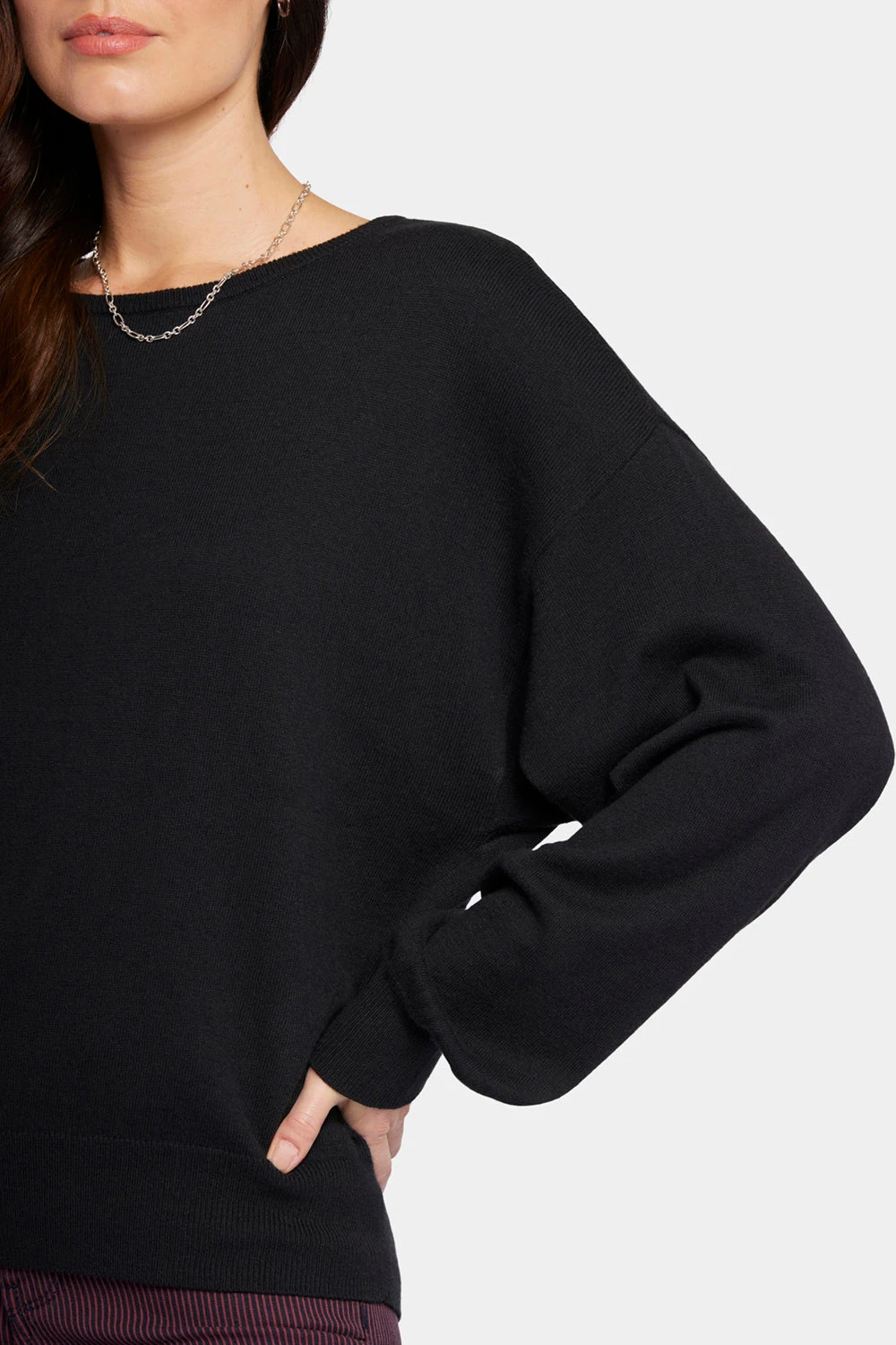 Dolman Sleeved Boatneck Sweater - Black 6 Dolman Sleeved Boatneck Sweater - Black - Image 6