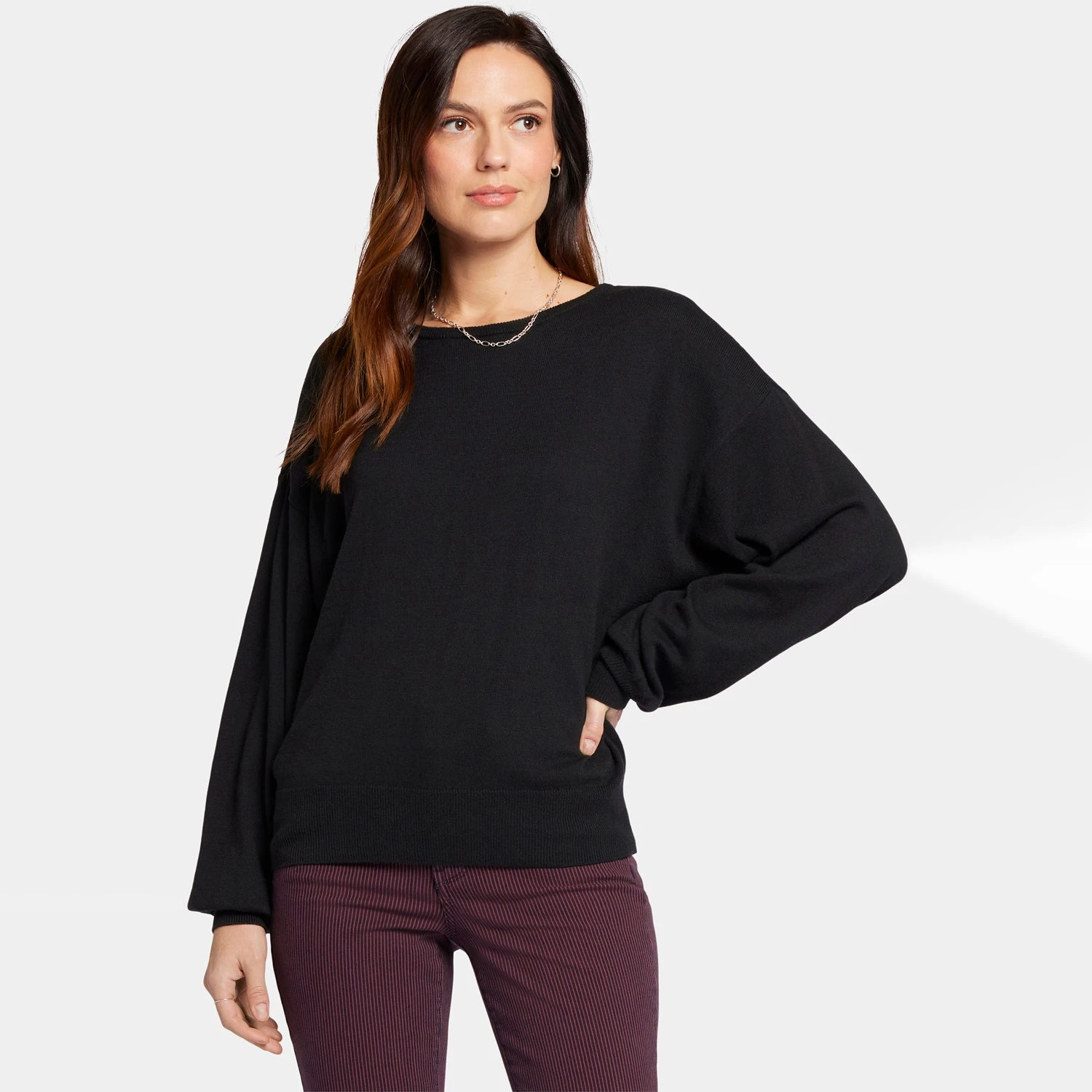 Dolman Sleeved Boatneck Sweater - Black 7 Dolman Sleeved Boatneck Sweater - Black - Image 7