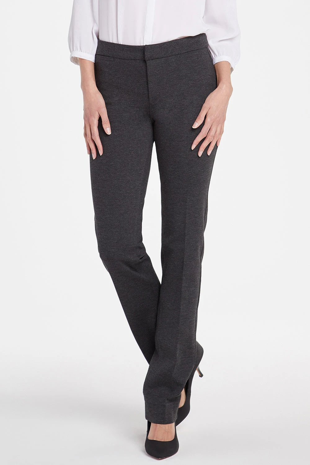 Slim Trouser Pants In Petite - Charcoal Heathered 3 Slim Trouser Pants In Petite - Charcoal Heathered - Image 3
