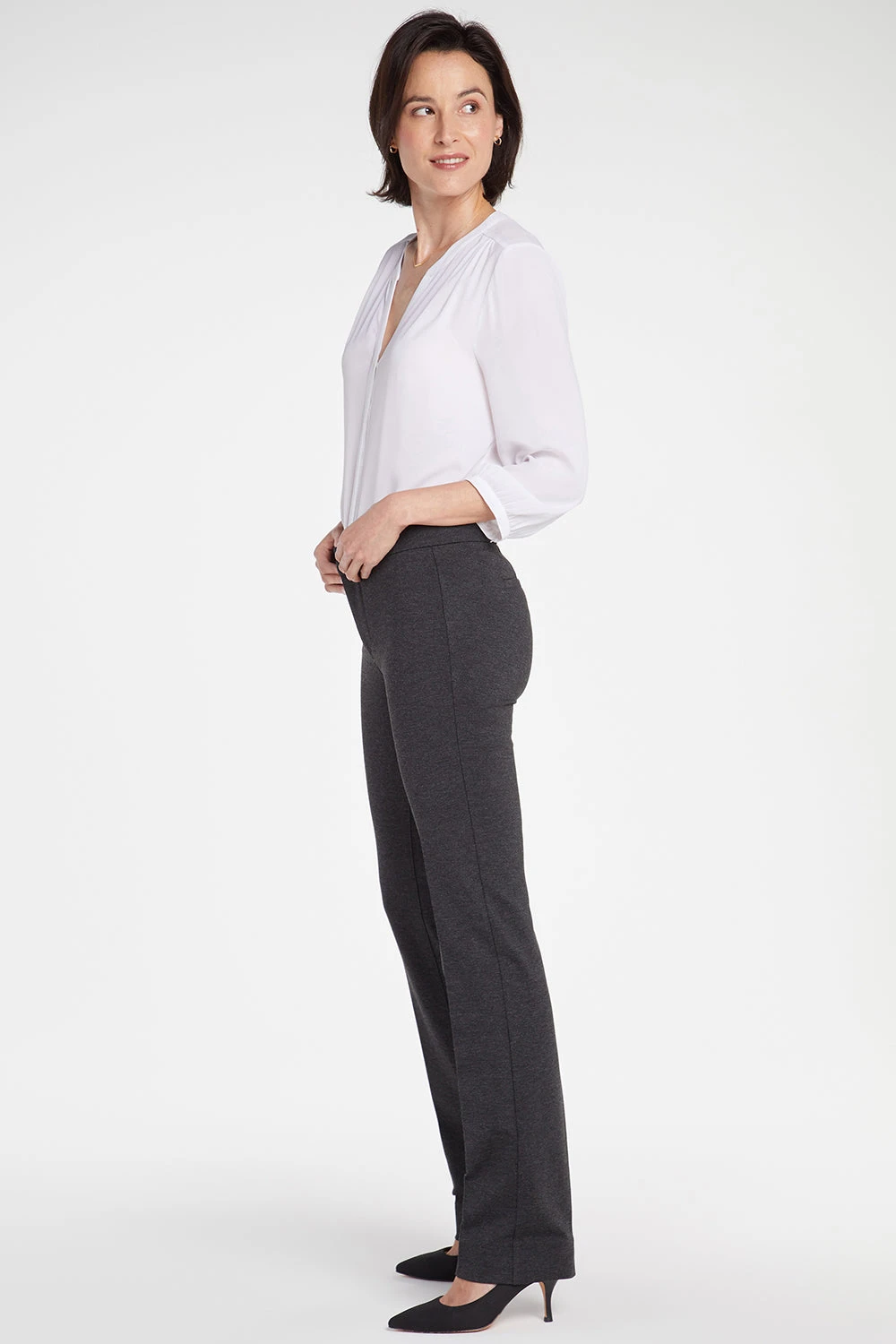 Slim Trouser Pants In Petite - Charcoal Heathered 5 Slim Trouser Pants In Petite - Charcoal Heathered - Image 5
