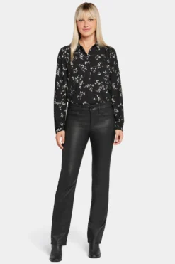 Coated Marilyn Straight Jeans In Petite - Black Coated 9 Coated Marilyn Straight Jeans In Petite - Black Coated -Nydj Apparel Shop PCFDMS2299 BKCOA 3