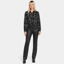 Coated Marilyn Straight Jeans In Petite - Black Coated 13 Coated Marilyn Straight Jeans In Petite - Black Coated -Nydj Apparel Shop PCFDMS2299 BKCOA DPA