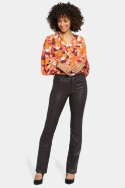 Coated Marilyn Straight Jeans In Petite - Cordovan Coated