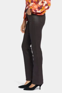 Coated Marilyn Straight Jeans In Petite - Cordovan Coated -Nydj Apparel Shop PCFDMS2299 CRCTD 3