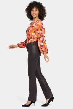 Coated Marilyn Straight Jeans In Petite - Cordovan Coated -Nydj Apparel Shop PCFDMS2299 CRCTD 5