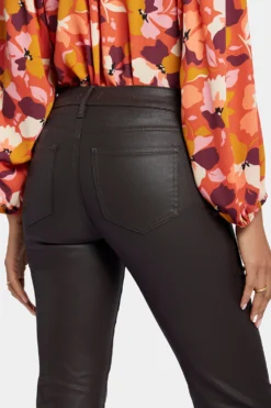 Coated Marilyn Straight Jeans In Petite - Cordovan Coated -Nydj Apparel Shop PCFDMS2299 CRCTD 6