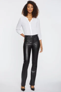Faux Leather Marilyn Straight Pants In Petite - Black -Nydj Apparel Shop PCFLMS2299 858 4
