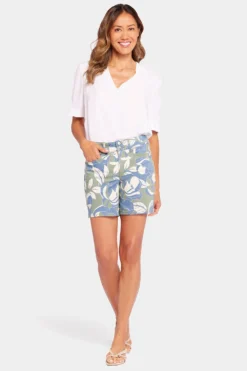 Frankie Relaxed Denim Shorts In Petite - Green Island -Nydj Apparel Shop PFOSSH8783 U1071 4