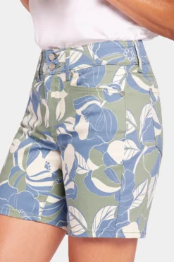 Frankie Relaxed Denim Shorts In Petite - Green Island -Nydj Apparel Shop PFOSSH8783 U1071 6