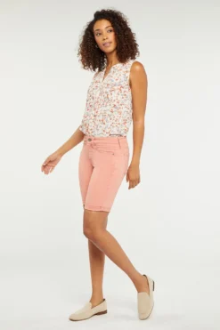 Ella Denim Shorts In Petite - Terracotta 11 Ella Denim Shorts In Petite - Terracotta -Nydj Apparel Shop PFOZSH8425 TERRA 6