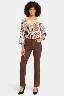 Sheri Slim Pants In Petite - Dark Chocolate