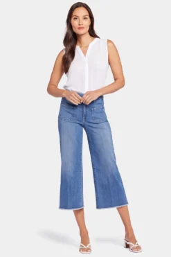 Patchie Wide Leg Capri Jeans In Petite - Compass