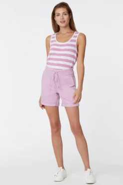 Drawstring Cargo Shorts In Petite - Pink Lilac -Nydj Apparel Shop PMST8169 PKLL 4
