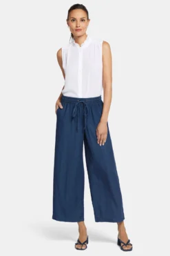 Jayne Wide Leg Ankle Pull-On Pants In Petite - Indigo Ocean -Nydj Apparel Shop PMTI8927A INDOC 4