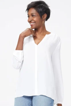 Pintuck Blouse In Petite - Optic White