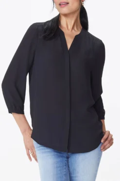 Pintuck Blouse In Petite - Black