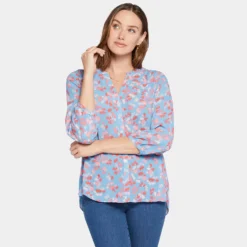 Pintuck Blouse In Petite - Pacific Meadows 13 Pintuck Blouse In Petite - Pacific Meadows -Nydj Apparel Shop PS1F0537 S2047 DPA
