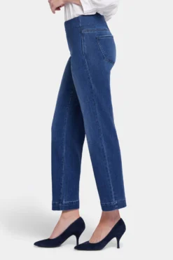 Bailey Relaxed Straight Ankle Pull-On Jeans In Petite - Mission Blue -Nydj Apparel Shop PTCD8933A MSNBL 3