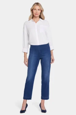 Bailey Relaxed Straight Ankle Pull-On Jeans In Petite - Mission Blue -Nydj Apparel Shop PTCD8933A MSNBL 4