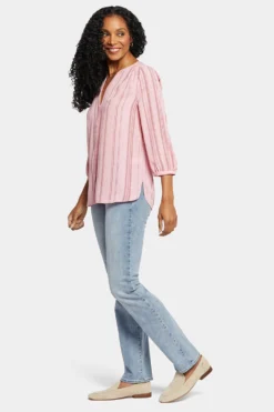 Pintuck Blouse - Morgan Stripe -Nydj Apparel Shop S1F0537 F2031 3