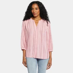Pintuck Blouse - Morgan Stripe -Nydj Apparel Shop S1F0537 F2031 DPA