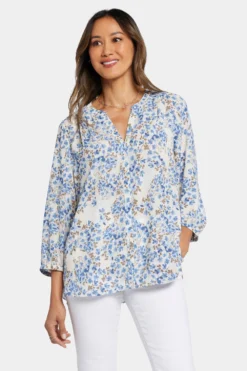 Pintuck Blouse - Blue Dahlia