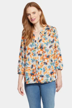 Pintuck Blouse - Cottage Pond -Nydj Apparel Shop S1F0537 U1070 4
