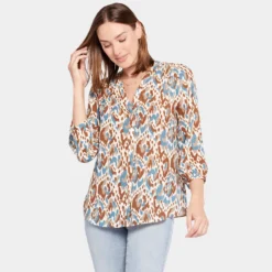 Pintuck Blouse - Ocean Dream -Nydj Apparel Shop S1F0537 U1078 DPA