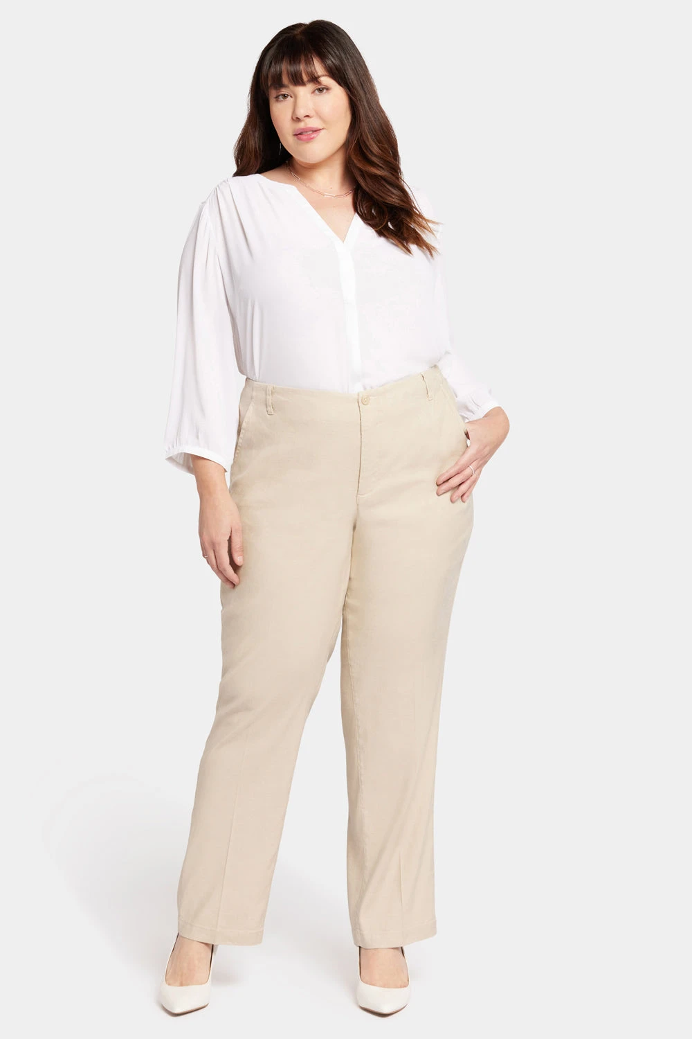 Marilyn Straight Pants In Plus Size - Feather 1 Marilyn Straight Pants In Plus Size - Feather