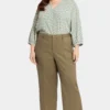 Wide Leg Cargo Capri Pants In Plus Size - Avocado