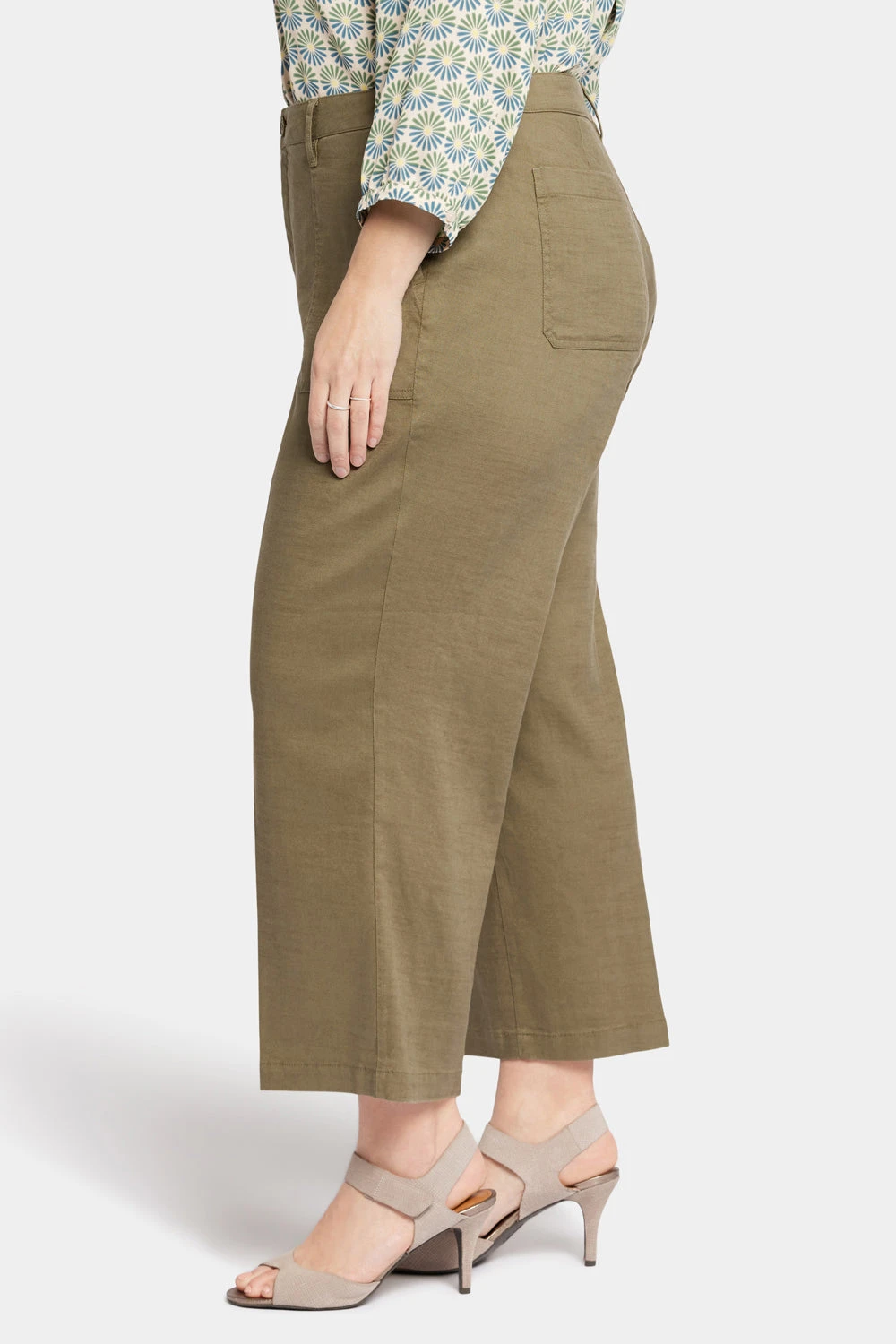 Wide Leg Cargo Capri Pants In Plus Size - Avocado 3 Wide Leg Cargo Capri Pants In Plus Size - Avocado - Image 3