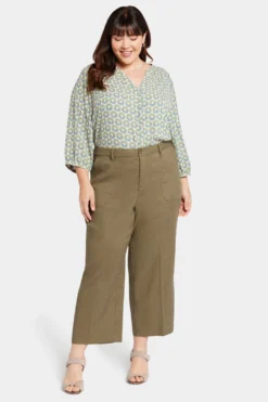 Wide Leg Cargo Capri Pants In Plus Size - Avocado 10 Wide Leg Cargo Capri Pants In Plus Size - Avocado -Nydj Apparel Shop WAKB8763 AVCDO 4