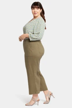 Wide Leg Cargo Capri Pants In Plus Size - Avocado 11 Wide Leg Cargo Capri Pants In Plus Size - Avocado -Nydj Apparel Shop WAKB8763 AVCDO 5