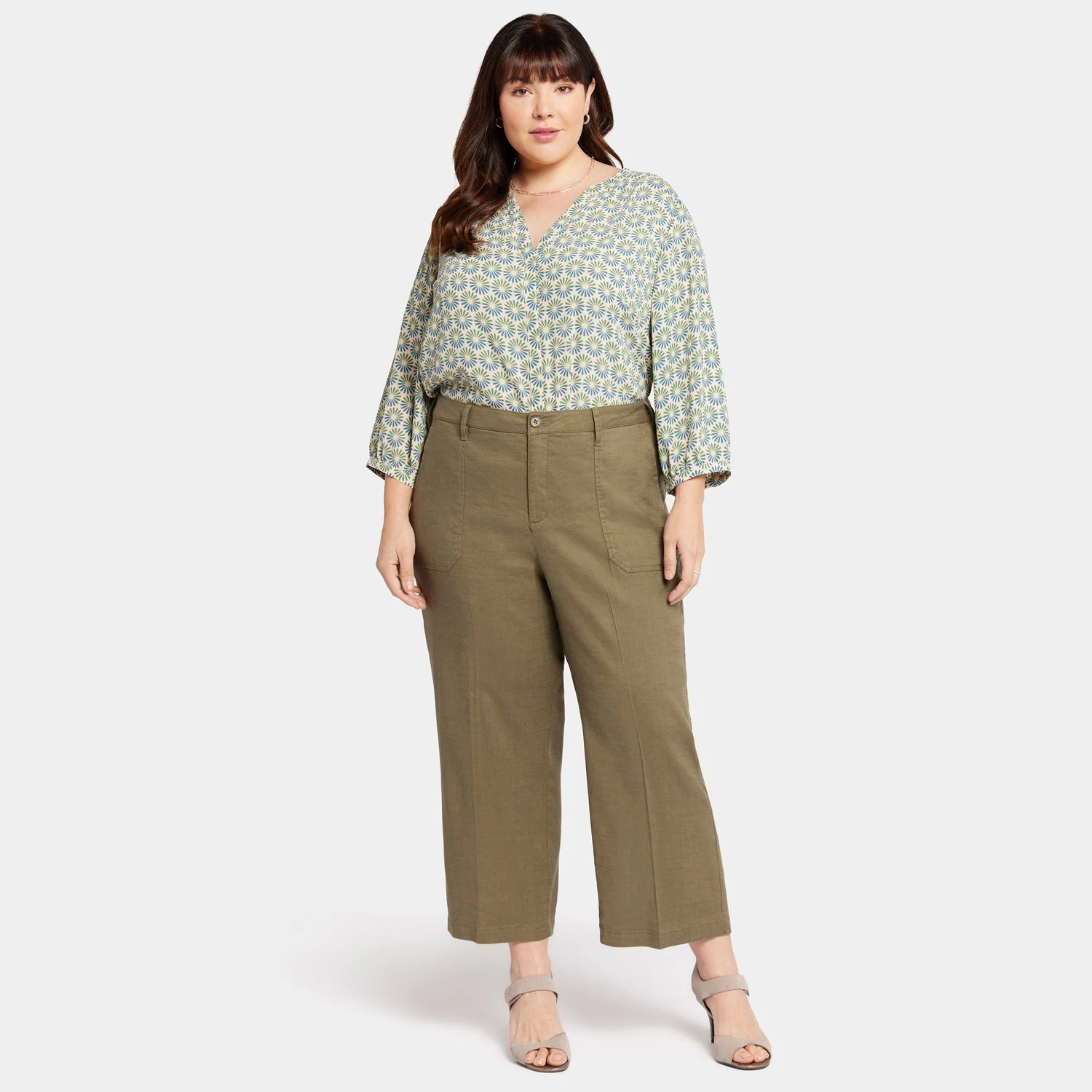 Wide Leg Cargo Capri Pants In Plus Size - Avocado 7 Wide Leg Cargo Capri Pants In Plus Size - Avocado - Image 7
