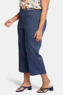 Wide Leg Cargo Capri Pants In Plus Size - Oxford Navy -Nydj Apparel Shop WAKB8763 OXNV 3