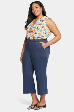 Wide Leg Cargo Capri Pants In Plus Size - Oxford Navy -Nydj Apparel Shop WAKB8763 OXNV 5