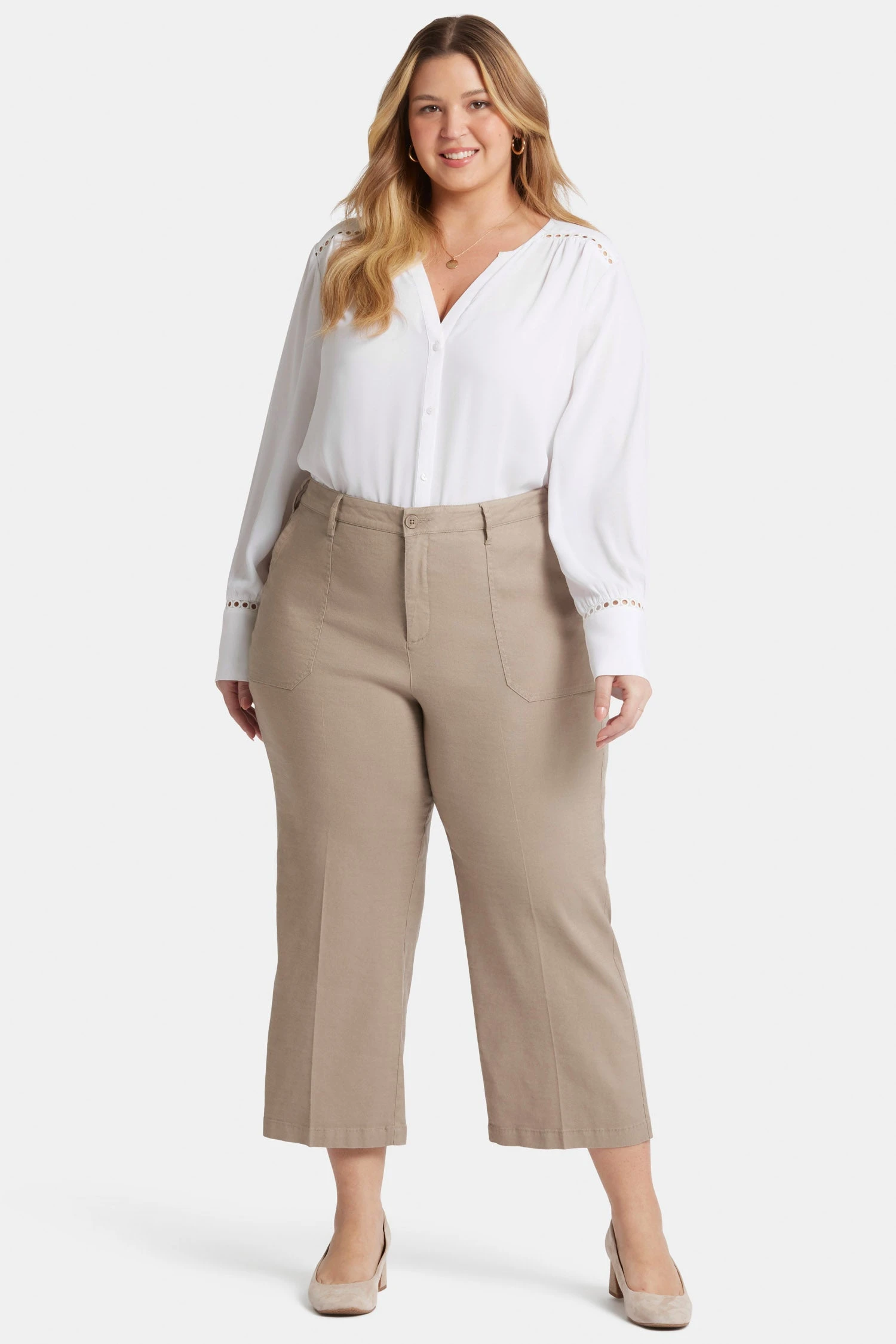 Wide Leg Cargo Capri Pants In Plus Size - Saddlewood 1 Wide Leg Cargo Capri Pants In Plus Size - Saddlewood
