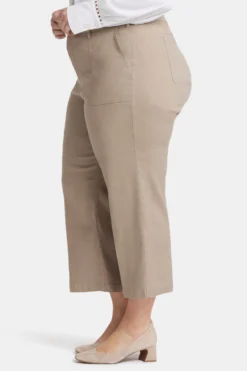 Wide Leg Cargo Capri Pants In Plus Size - Saddlewood 8 Wide Leg Cargo Capri Pants In Plus Size - Saddlewood -Nydj Apparel Shop WAKB8763 SADLW 3