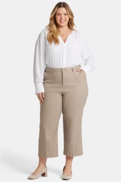 Wide Leg Cargo Capri Pants In Plus Size - Saddlewood 9 Wide Leg Cargo Capri Pants In Plus Size - Saddlewood -Nydj Apparel Shop WAKB8763 SADLW 4