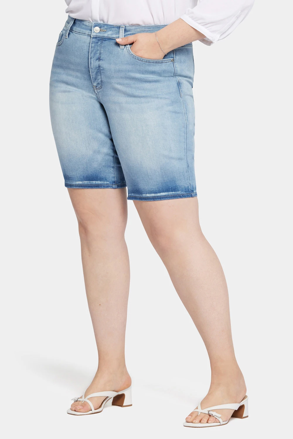 Briella 11 Inch Denim Shorts In Plus Size - New Wave 3 Briella 11 Inch Denim Shorts In Plus Size - New Wave - Image 3