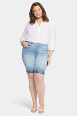 Briella 11 Inch Denim Shorts In Plus Size - New Wave 9 Briella 11 Inch Denim Shorts In Plus Size - New Wave -Nydj Apparel Shop WATKBS8556 NWAVE 4