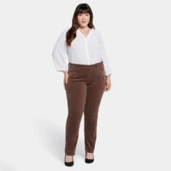 Marilyn Straight Pants In Plus Size - Mink -Nydj Apparel Shop WBCRMS2299 MINK DPA